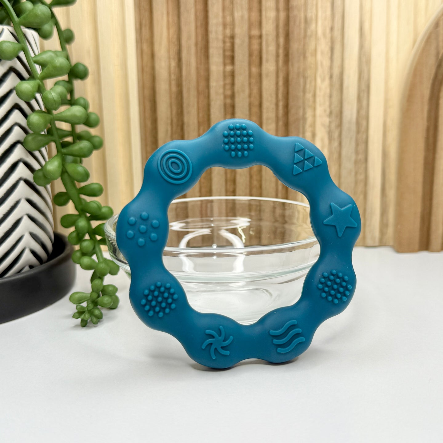 Teal Textured Teether Ring
